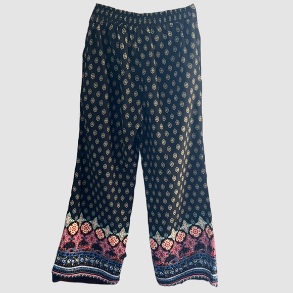 Xhiliaration Allover Geometric Print Wide Leg Pants Black, EUC - Size Medium - Picture 2 of 8